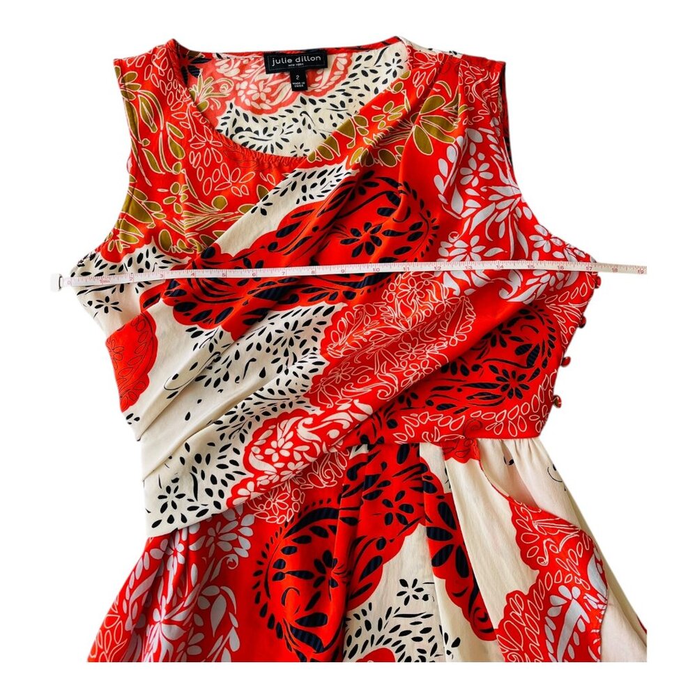 Julie Dillon Orange Asymmetrical Sundress Scoop Neck Sleeveless 100% Silk size 2 - Picture 5 of 13